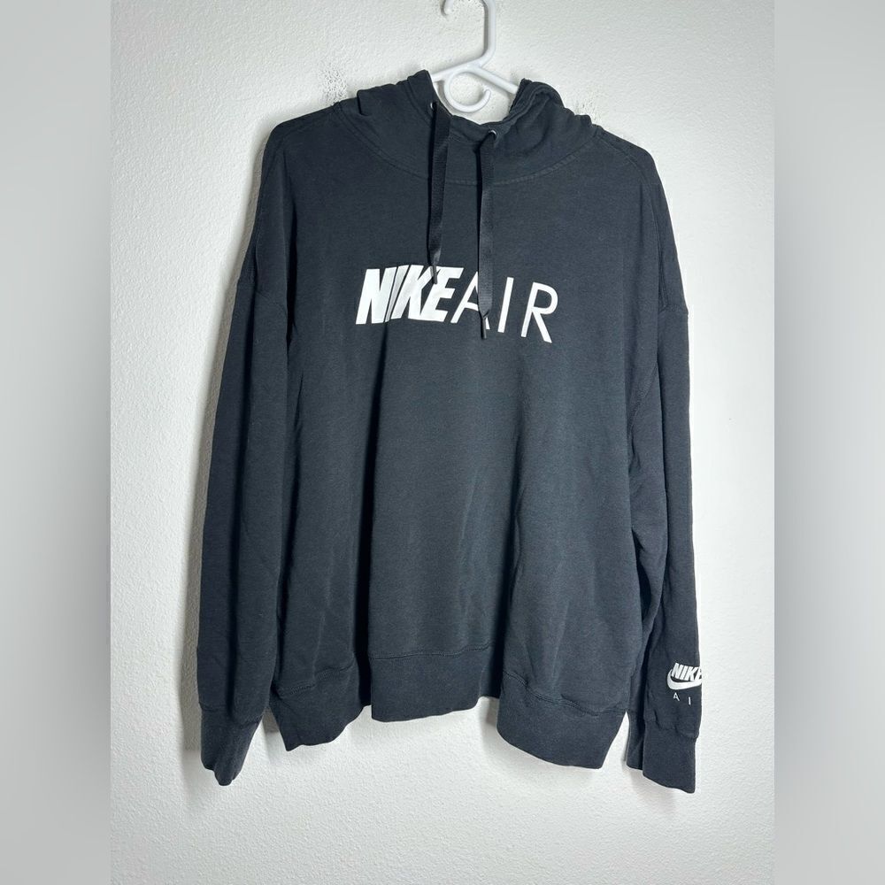 Nike Air Hoodie Womens 2XL Black Long Sleeve Logo Spell Out Drawstrings